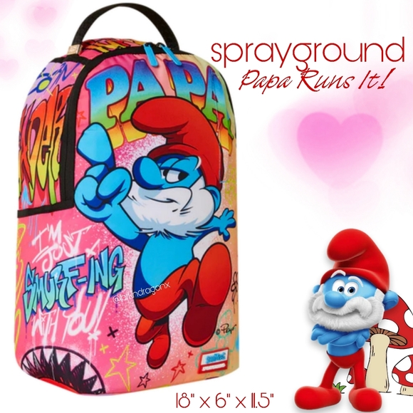 NWT Papa Smurf Large Backpack Sprayground Laptop Ready Travel School Bag Smurfs - Picture 10 of 15